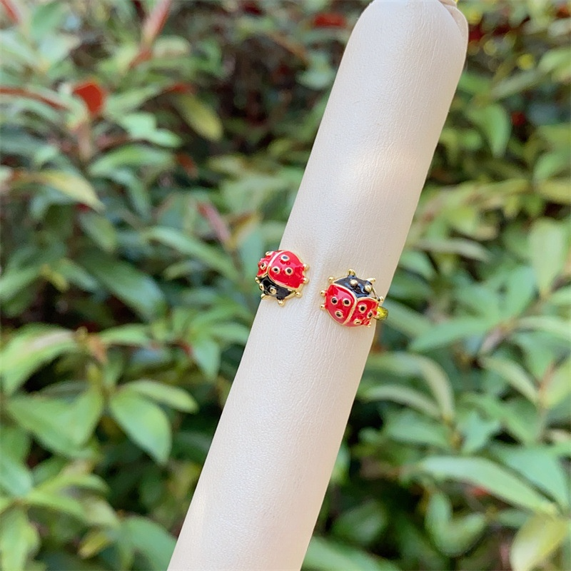 Designer ring Copper plated 18K gold ladybug ring diamond ring for women engagement rings men ring Halloween gift free shipping