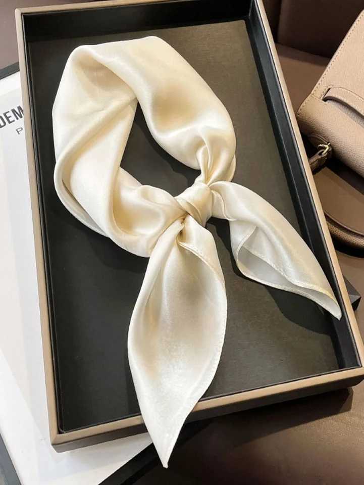 Solid Color Wens Square Scarf MtiPurpose Fashionab Imitation Silk Scarf For Hair Waist Bag Bandana Hair Band bandW251021