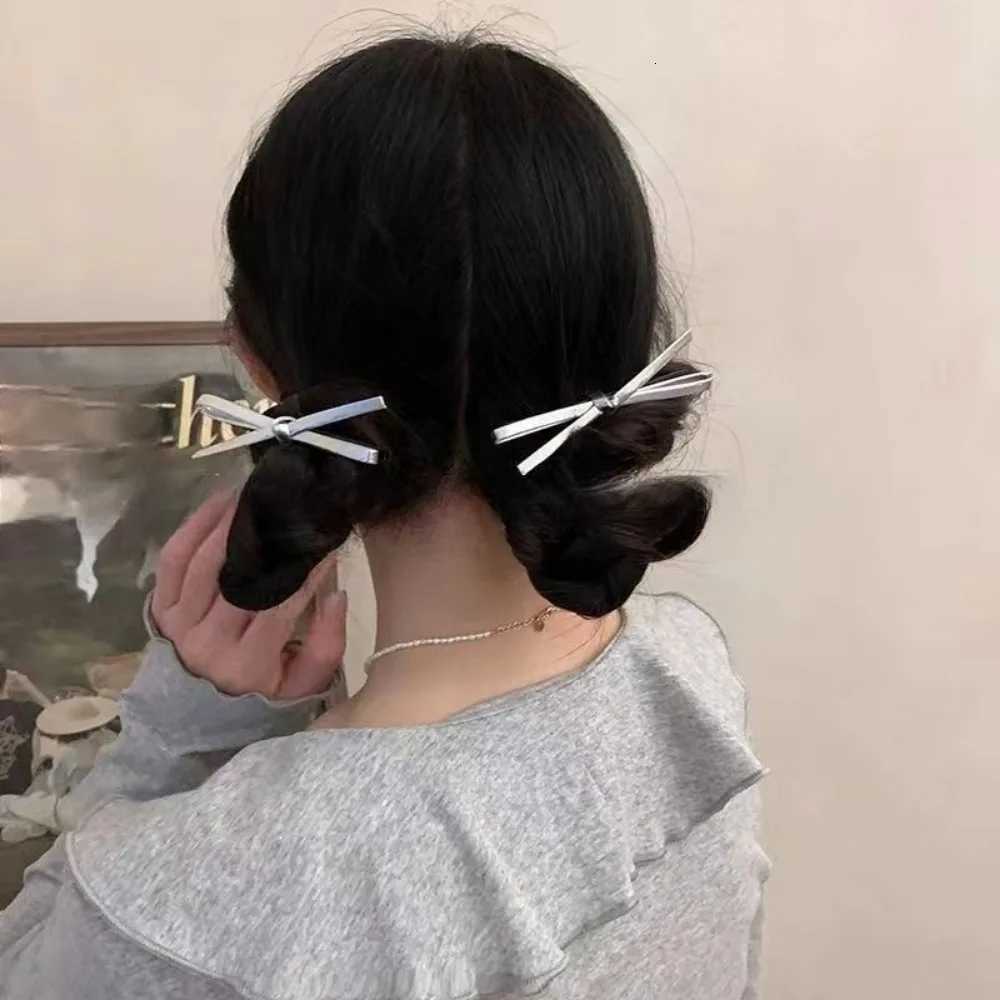 2PCS PU Leather Bow Hairpin Hair Clip Fashion Design Personality Delicate Korea Sweet Cool y2k Girls Bobby Pin Hair AccessoriesW254021