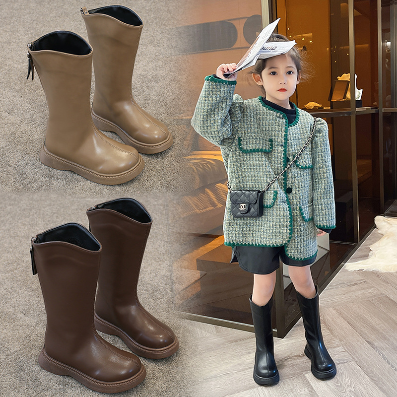 Kids High Boots for Girls Toddler Fashion Design Winter Warm Long Boots Kidszworld Girl Children Leather Boots Shoes Size 23 - 36 K1181
