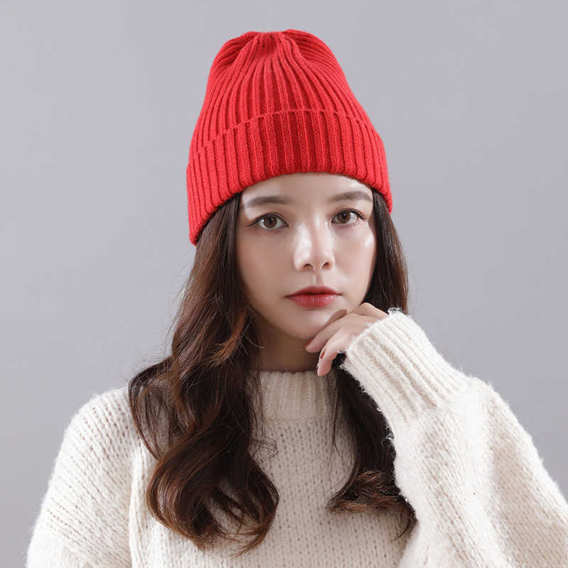 Autumn and Winter Fashionable Wool Cap Sweet and Lovely Warm Knitting Cap Womens Pullover Cap H251020