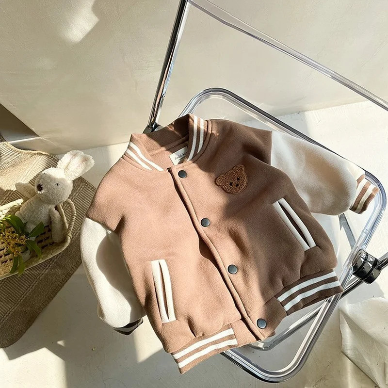 Toddler Infant Baby Boys Girls Clothes Cute Fleece Winter Warm Jacket Casual Baseball Uniform Outerwear Kids Coat 251018