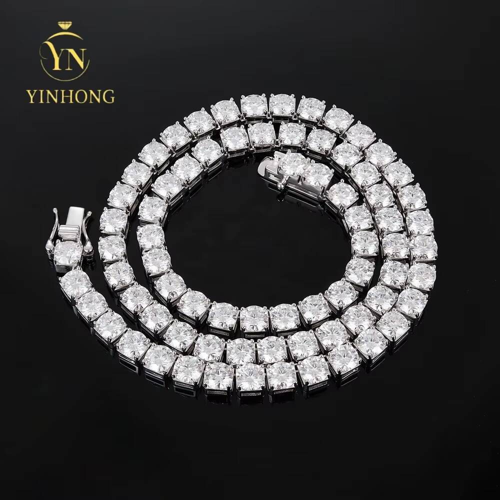 Pass Diamond Tester Iced Out 2mm 3mm 4mm 5mm 65mm 925 Sterling Silver Lab Diamond Vvs Moissanite Tennis Necklace Chain