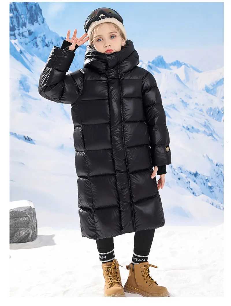 Winter Warm Girls Black XLong Hooded Full Zipper Puffer Jackets School Kids Thick Snow Coat Children Outfit Windbreaker 516 YrT251021