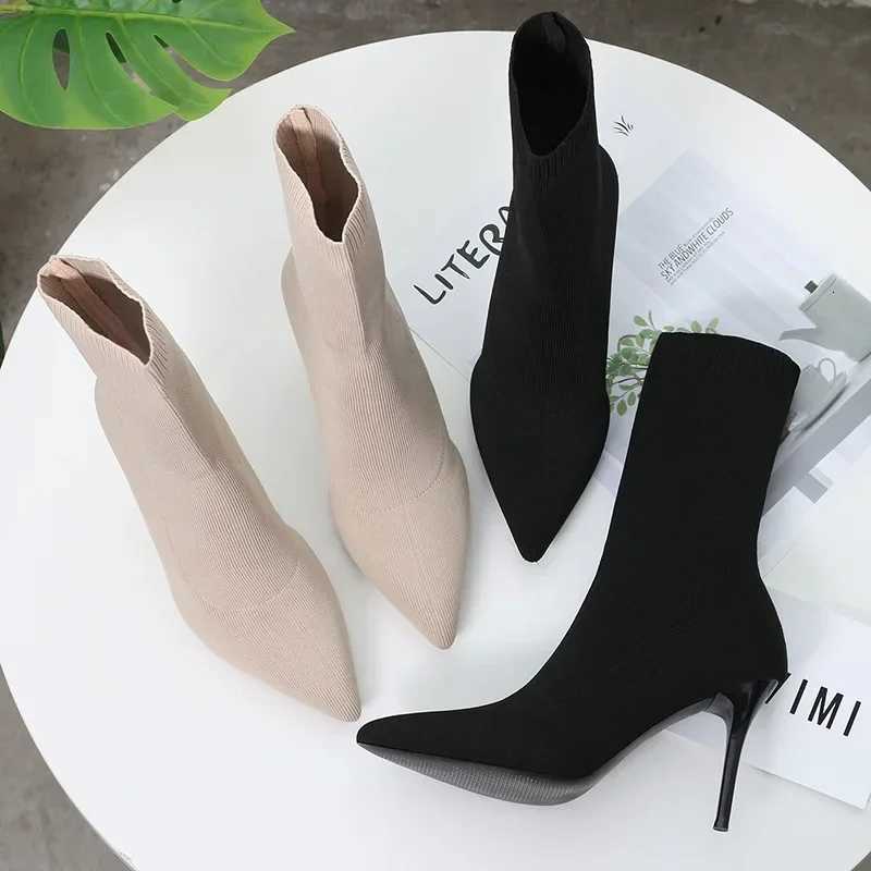 Sexy Sock Boots Knitting Stretch Boots High Heels for Women Fashion Shoes 2024 Spring Autumn Ankle Boots Female Z251020