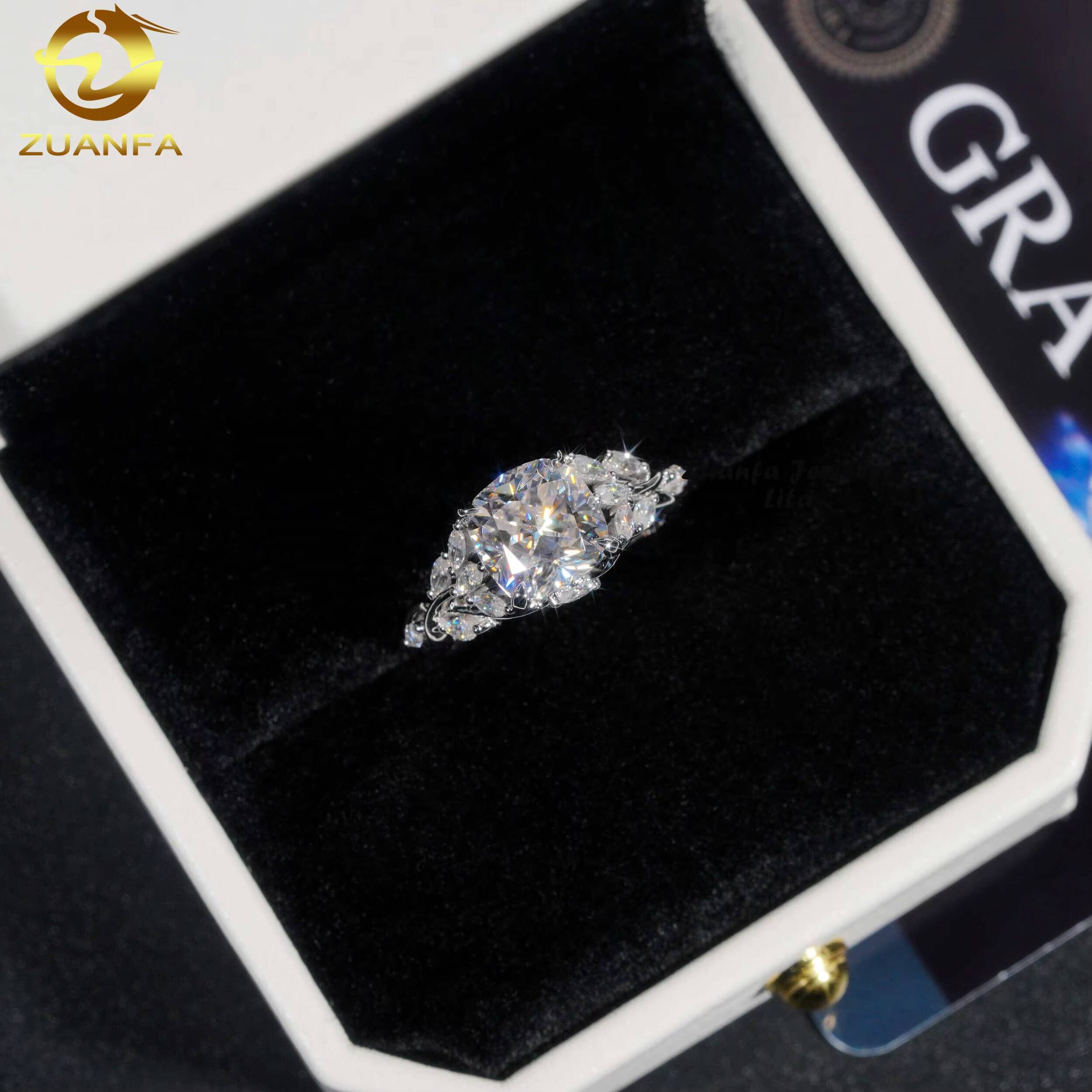 Certified Pass Diamond Tester 25CT Cushion Cut Moissanite Diamond 14k Womens Gold Engagement Rings