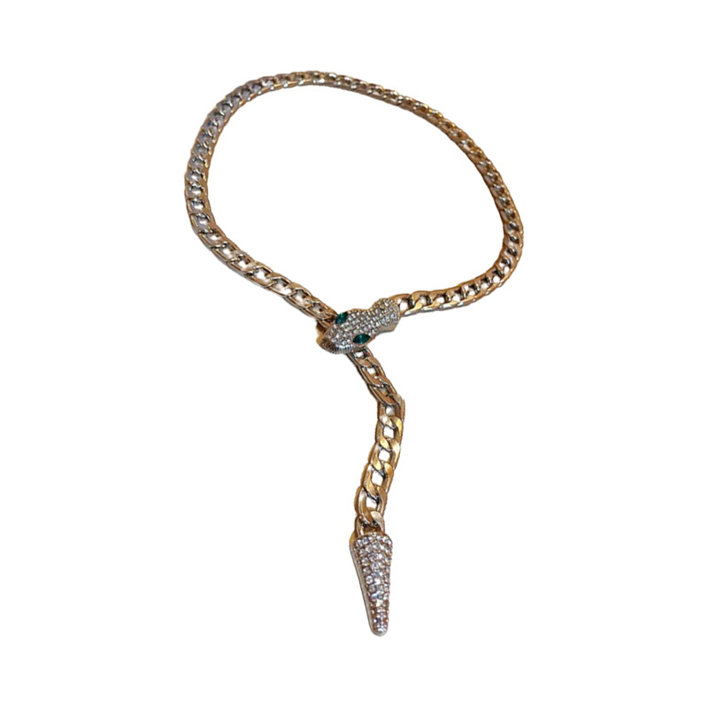 Exaggerated European and American Style Snake Necklace with Rhinestones, Unique Creative Minimalist Clavicle Chain, Elegant Heavy Craft High-end Sweat - view 9