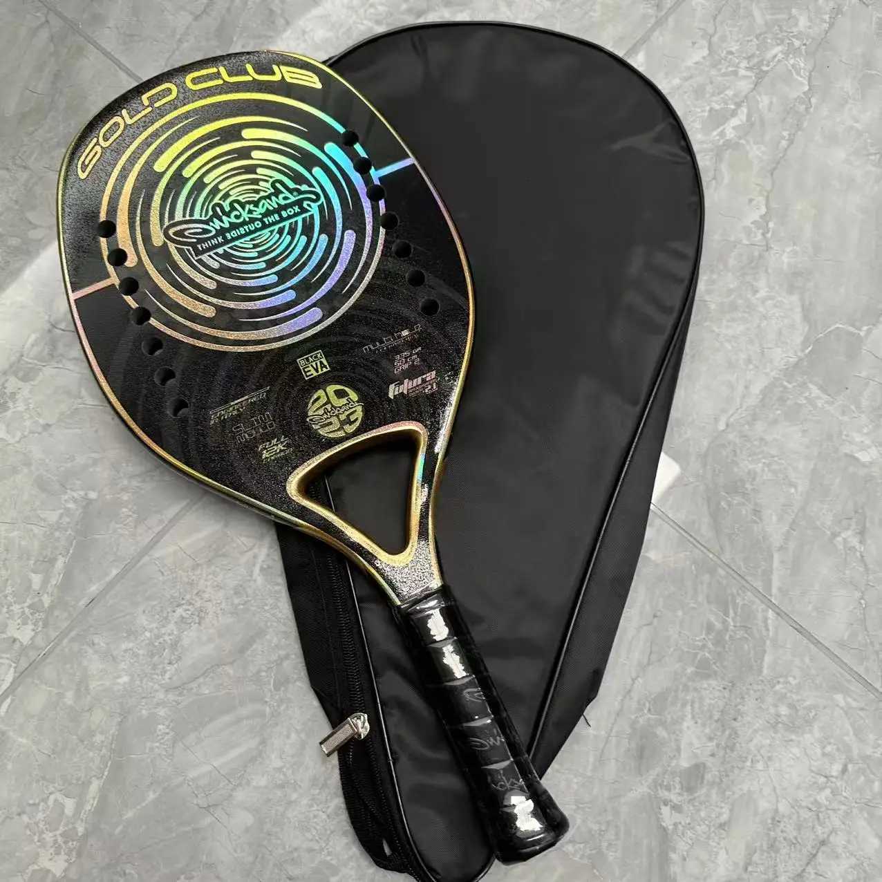 Beach Tennis RacketBeach Tennis Paddle with Carbon Fiber Grit Face with EVA Memory Foam Core Outdoor Sports Ball Racket W251021