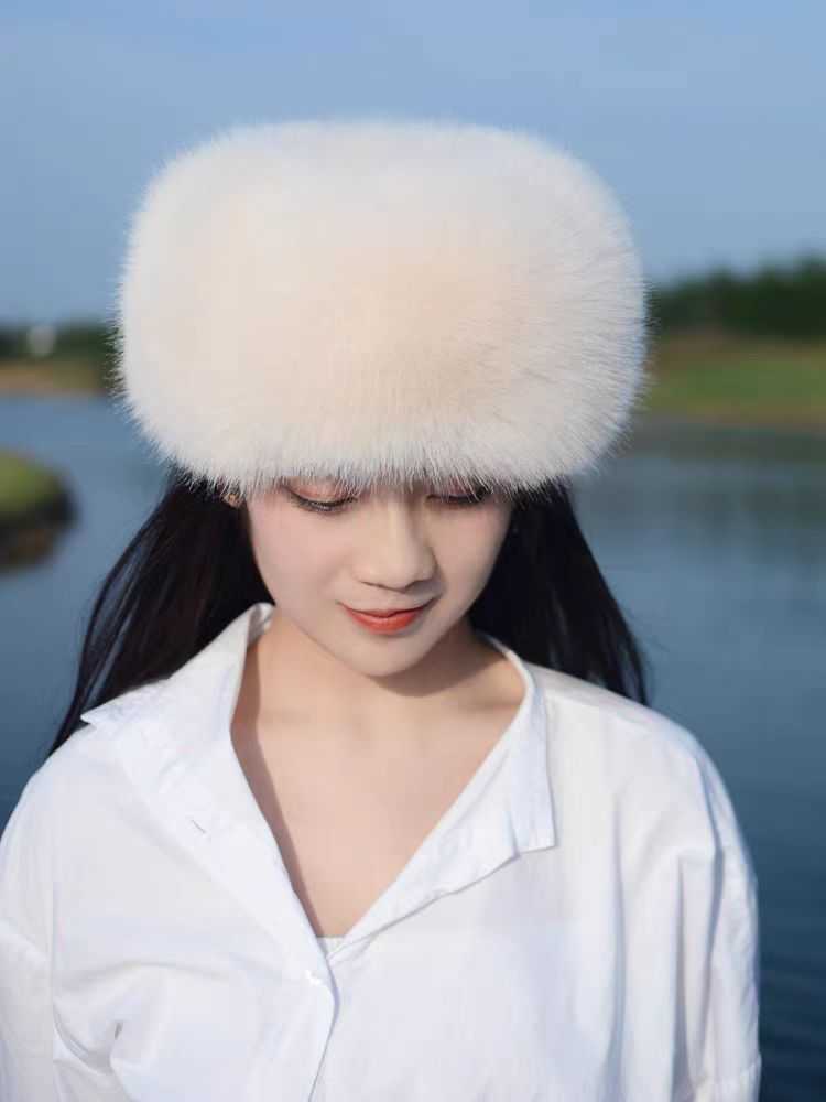 Fox Fur Flat Hat for Women Autumn and Winter Cotton Hat Thickened Furry Warm Ear Protection Fairy Thickened Princess Hat H251020