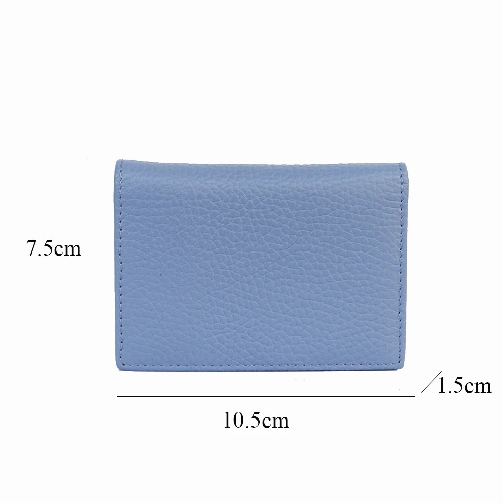 Free Customized Men Cow Genuine Leather Business Card Holder Women Bifold Leather Credit Card Case Coin Purse 251013