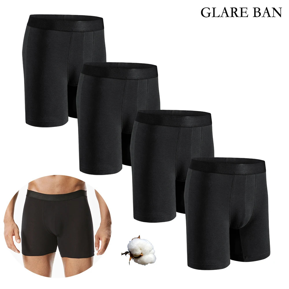 4pcs Pack MidLong Boxer Shorts Men Underwear Cotton Male Underpants for Men Sexy Homme Boxershorts Box Panties Slips Set Lot 251021
