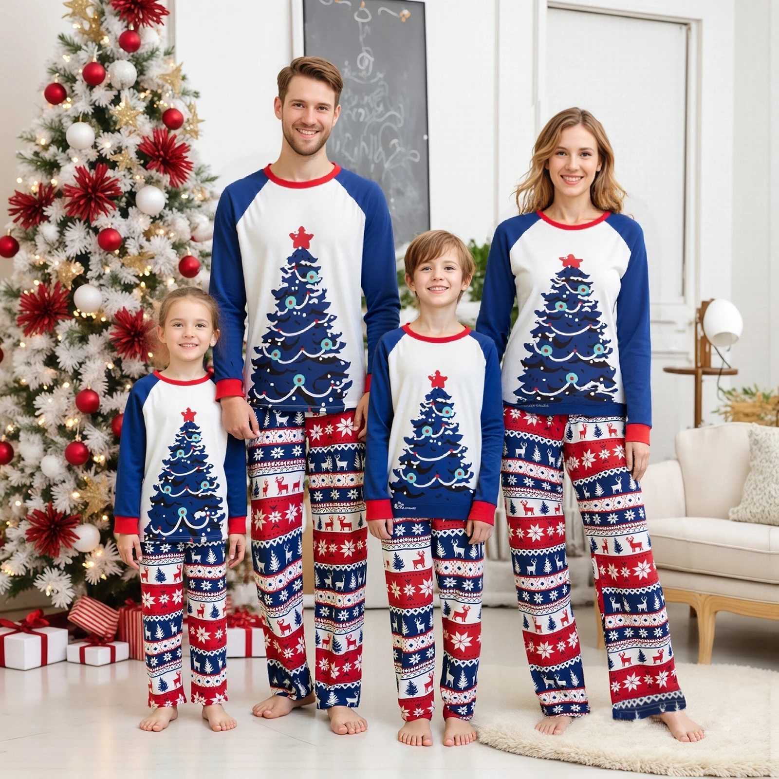 Family Christmas Pajamas Matching Sets Christmas Tree Pattern Christmas Family Matching Outfits Nightwears L2510212WWU