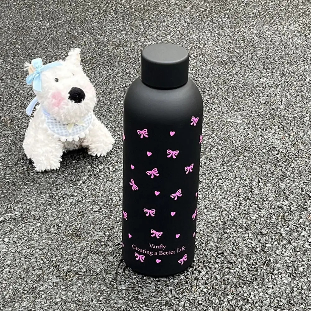 500ml Vacuum Bowknot Dachshund Insulated Water Bottle Black Stainless Steel Thermal Car Cup 251020 W260226
