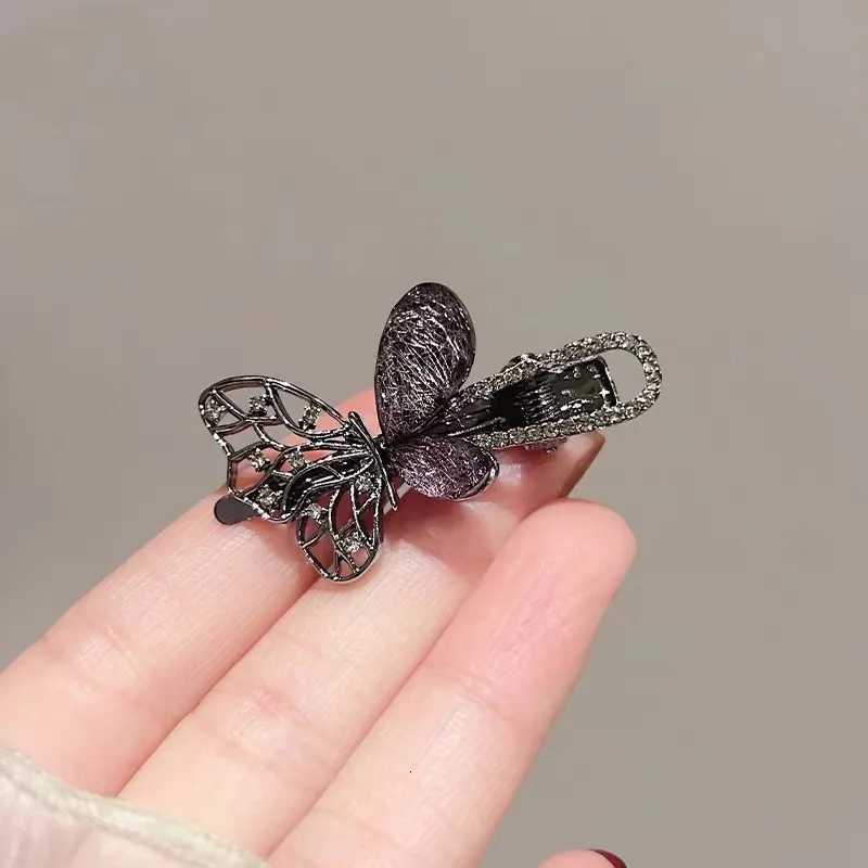 Super Fairy Rhinestone Butterfly Hair Clip Exquisite Womens Side Bangs Clip Alloy Duckbill Clip Hairpin Korean Hair AccessoriesW254021
