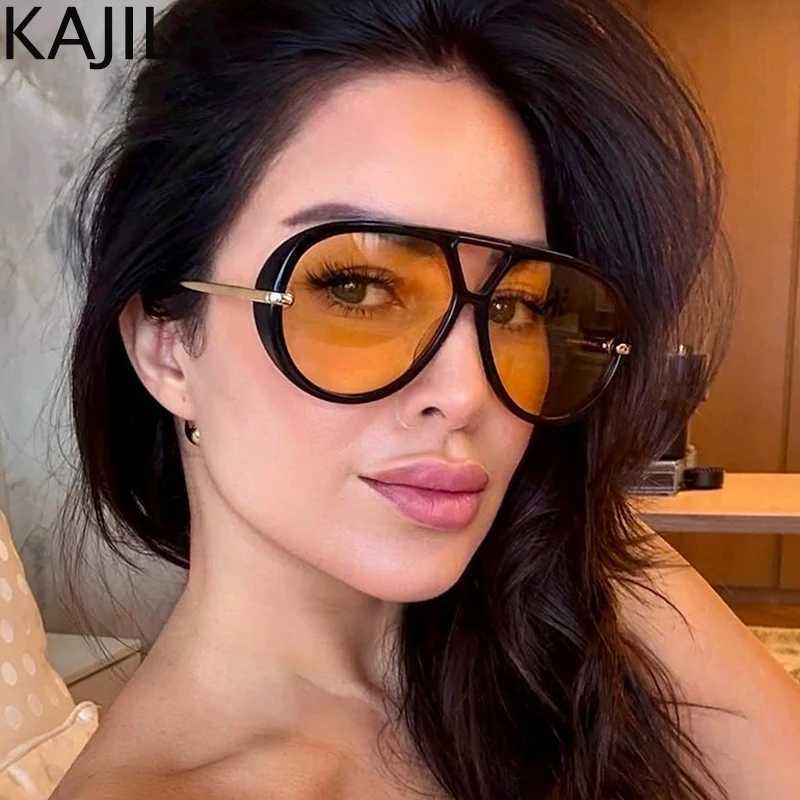 Oversized Pilot Oval Punk Sunglasses Women Big Frame 2025 Luxury Vintage Double Beam Sun Glasses For Lady Outdoor Eyewear UV400 J251114