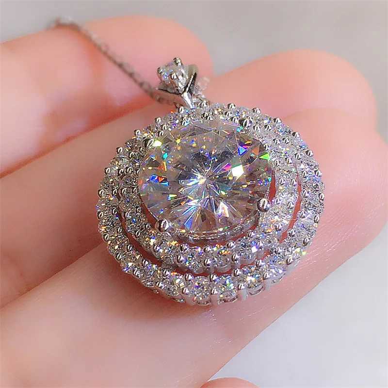 Round Cubic Zirconia Crystal Womens Pendant Necklaces Simple and Elegant Female Accessories Gift Wedding Jewelry 2023 Trendy D251021