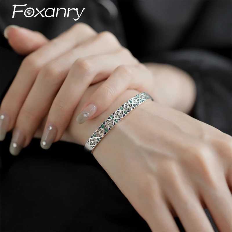 Foxanry Vintage Punk Cuff Bracelet for Women Couples New Fashion Creative Design Sparkling Zircons Wedding Bride Jewelry Gifts J251021