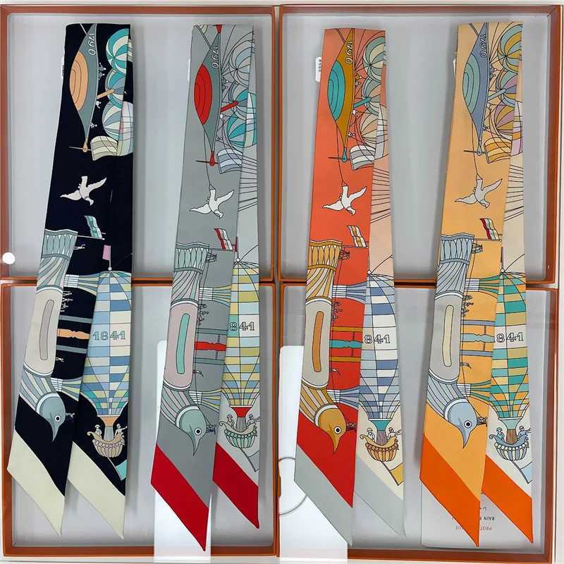 Silk High Quality Luxury Brand Scarf Wen band Hair Band Foard Tie Ribbon Neckerchi Skinny Scarves AccoriesW251021