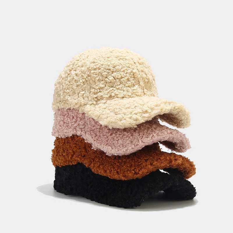 Lamb Hair Duckbill Hat Trendy Women Outdoor Thickened Baseball Cap Men Winter Warm Hat Slimming H251020
