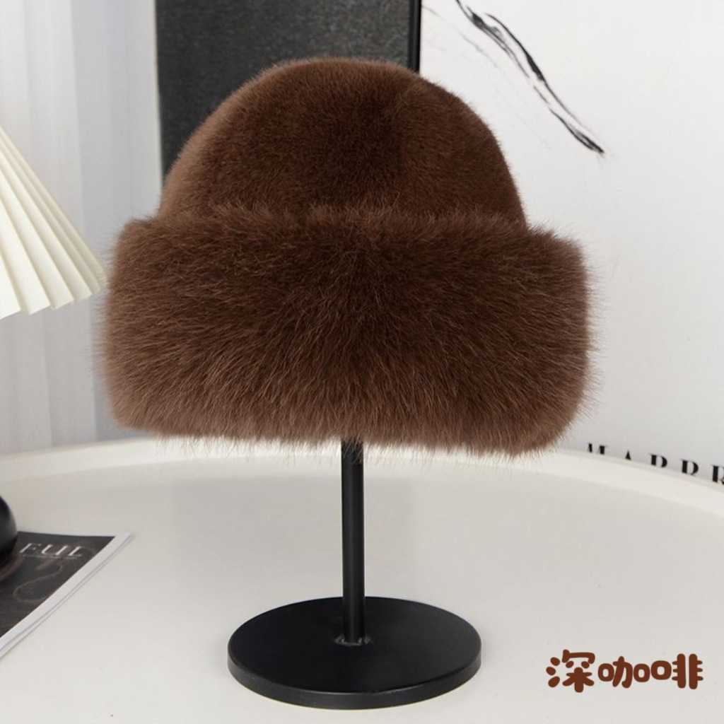 Womens Winter New Plush Hat Outdoor Thickened Warm Plush Hat Slimming Hat H251020
