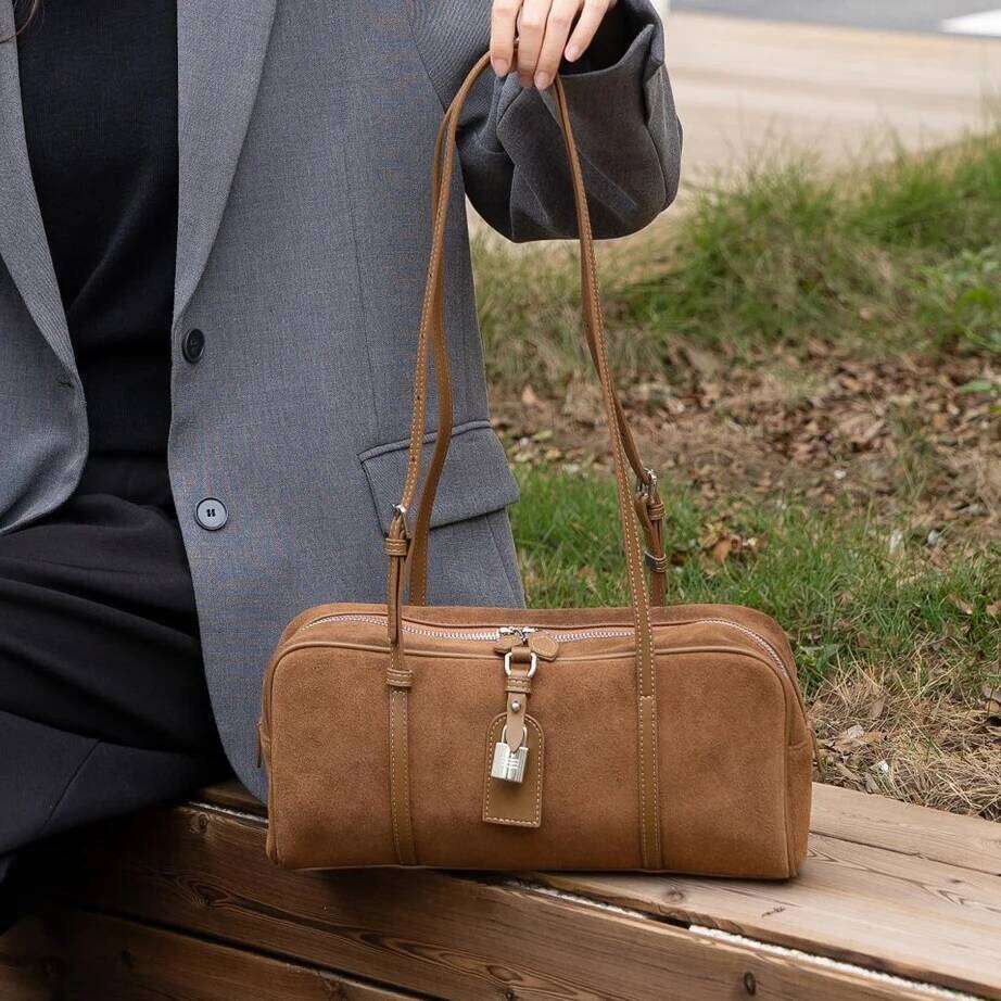 Suede Leather Armpit Female Autumn Winter New Frosted Cowhide Bowling Vintage Fashion Handheld Shoulder Women's Bag Suotong1021