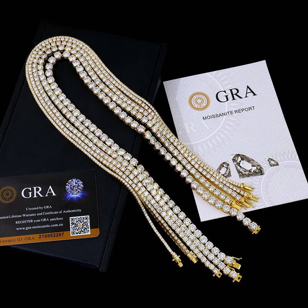 Wholesale Men Women 26mm 1624in Gold Plated S925 Sterling Silver Tennis Hiphop Necklace Jewelry Vvs Mossanite Moissanite Chain