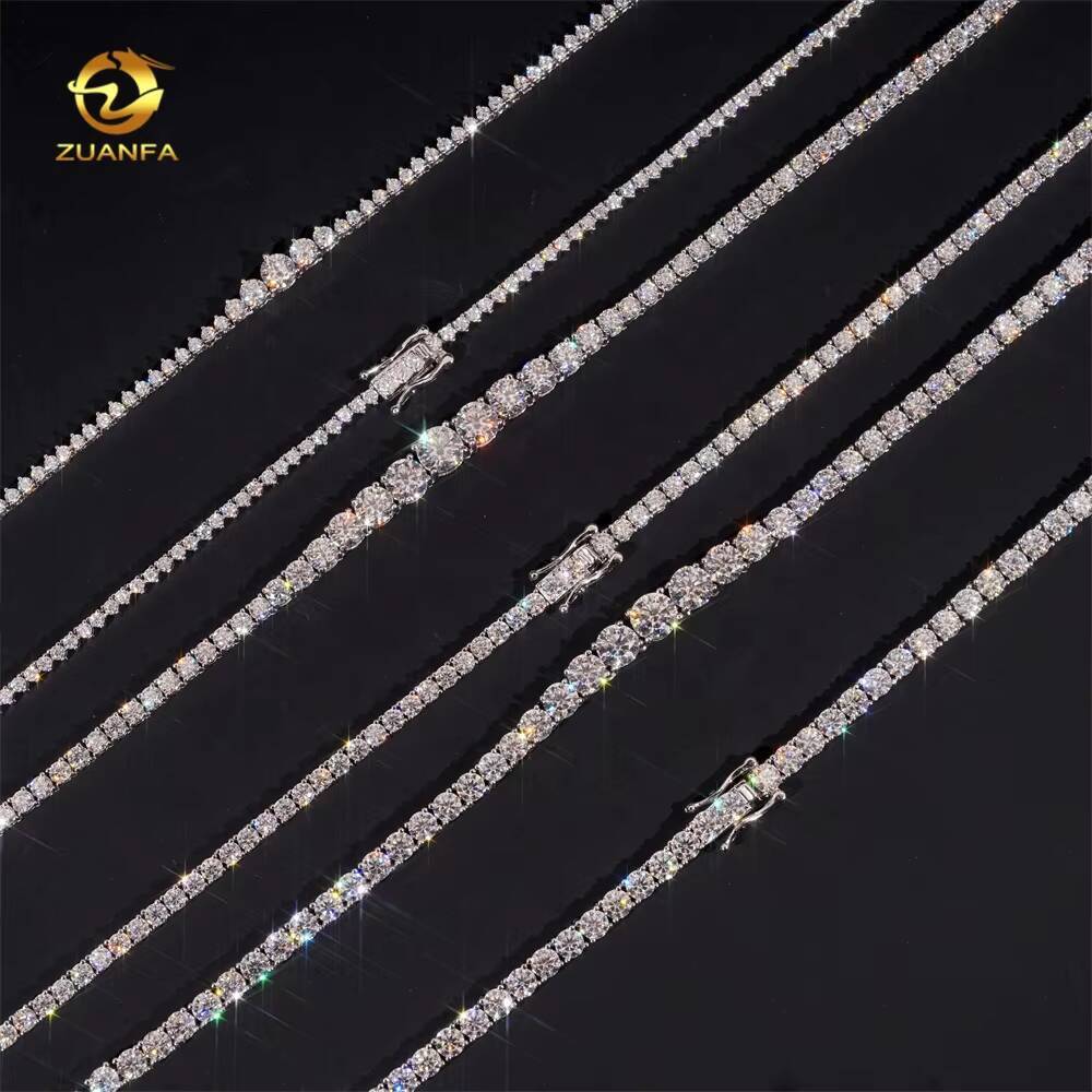 Women Jewelry 925 Silver Classic 2mm 3mm 4mm Necklace Gradual VVS Moissanite Tennis Chain