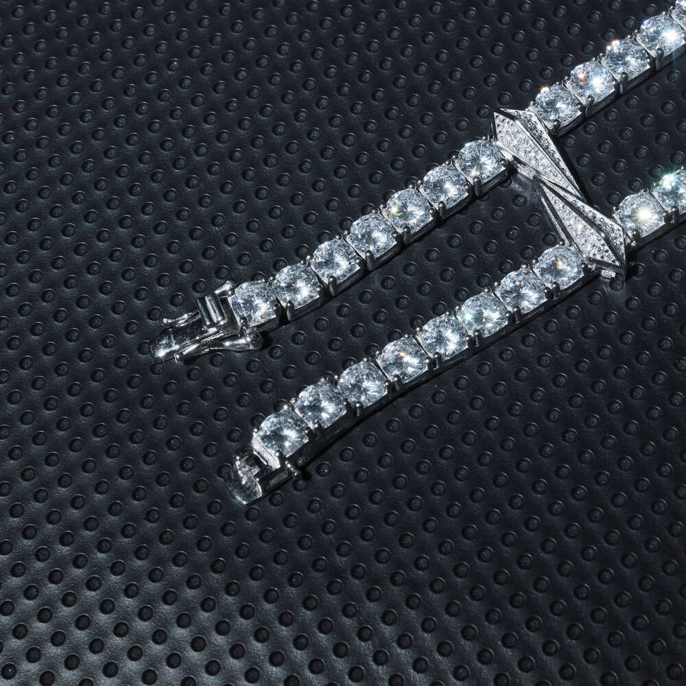 Pop Star Style 5mm Cuban Link Chain Black Panther Style Hiphop Vvs d Color Moissanite 925 Silver Necklace Hiphop Jewelry