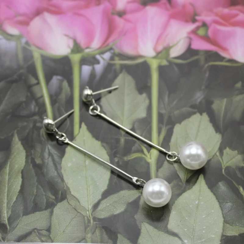 Korean Metal Bar Tassel Long Imitation Pearl Drop Earrings for Women Simple Ear Jewelry Trend Creative Accessories J251021