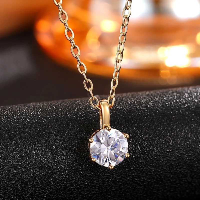 CAOSHI Classic Round 6 Claws Zircon Stone Pendant Necklace for Women Simple Stylish Engagement Ceremony Jewelry Neck Accessories D251021