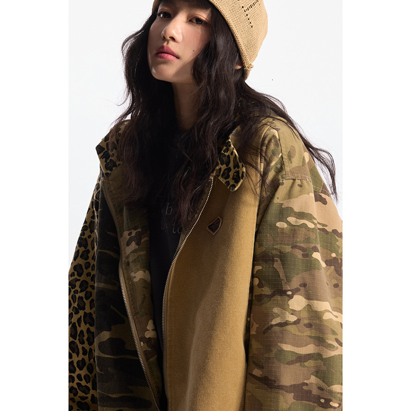 2025 American designer retro leopard print design luxury pants fashion hooded sweatshirt autumn and winter new women's hip-hop camouflage color b