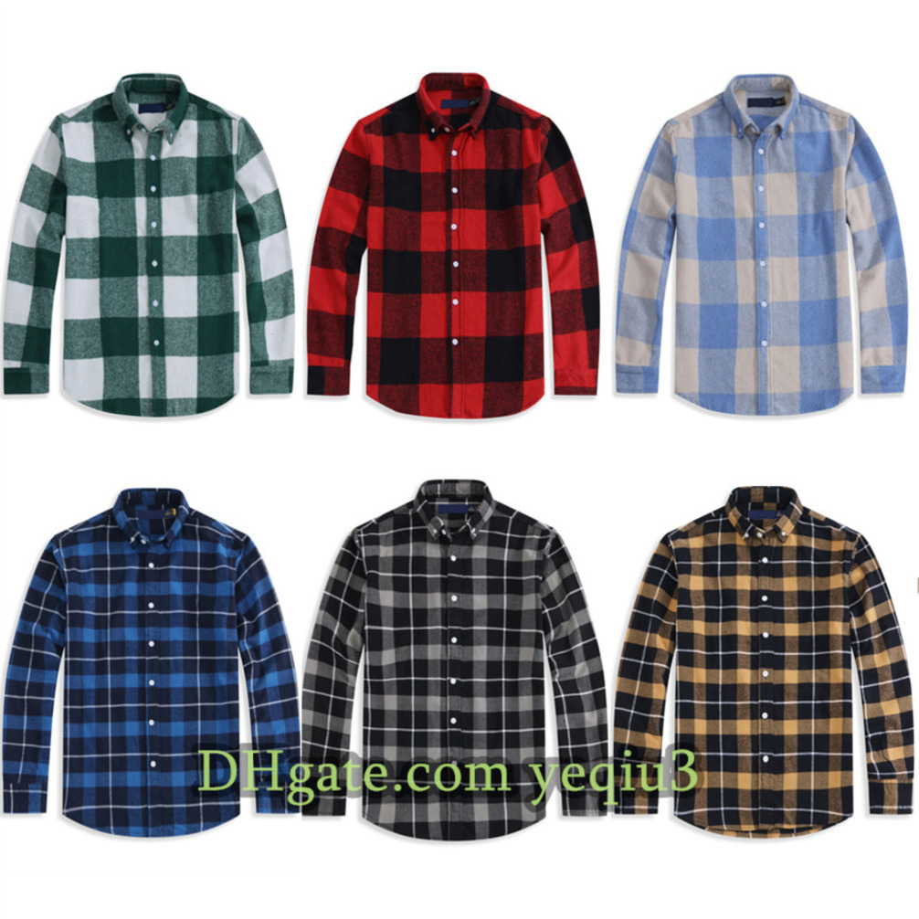 Men Striped Plaid Shirt Small Horse Embroidery Classic Business Casual Long Sleeve Cotton Lapel Slim Fit Fashion Streetwear Vacation Workwear Daily Shirt
