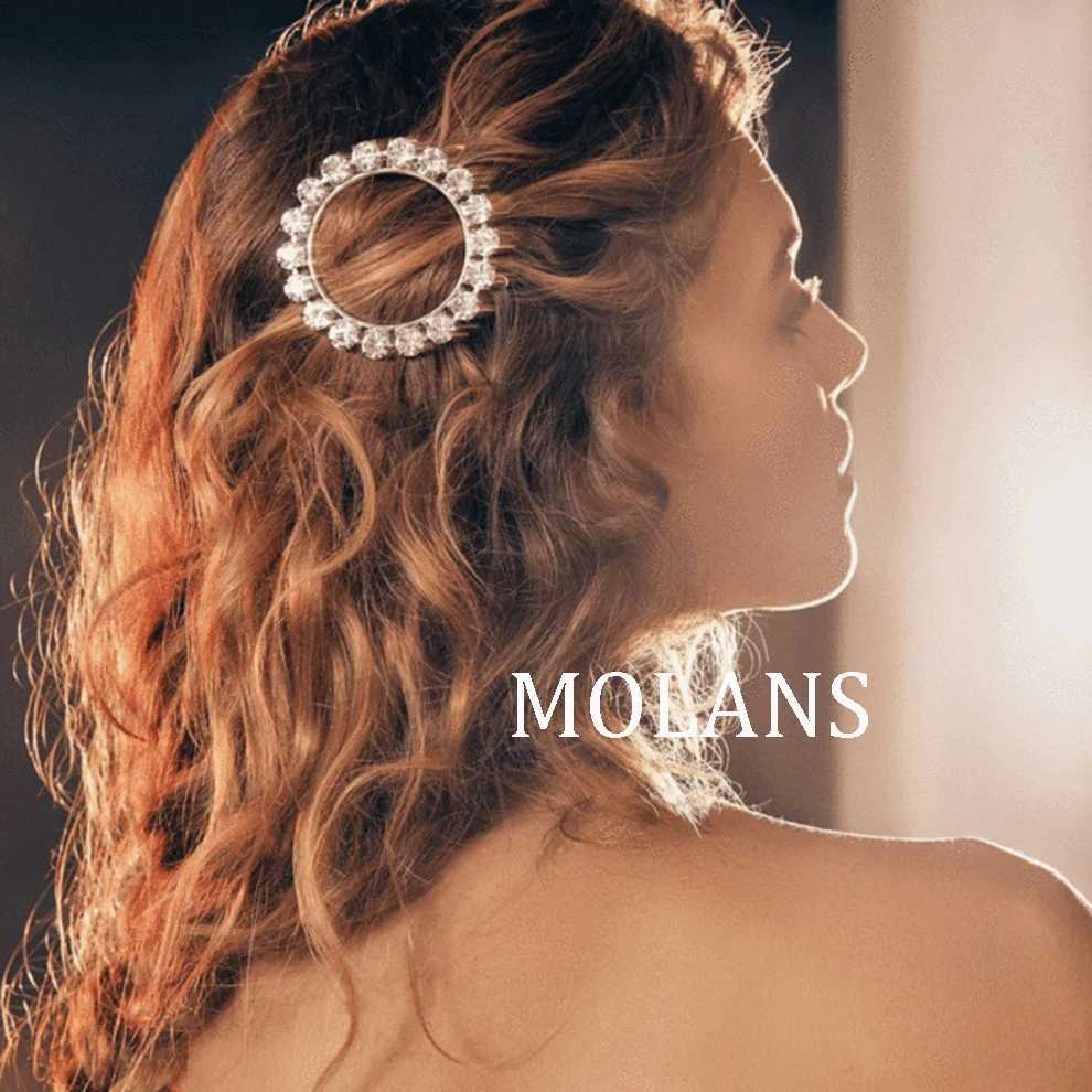 Molans Fashion Metal Geometric Hair Clip Rhinestone Pearl Round Barrette for Women Girls Sweet Hairpin Hairgrip Hair AccessoriesW254021