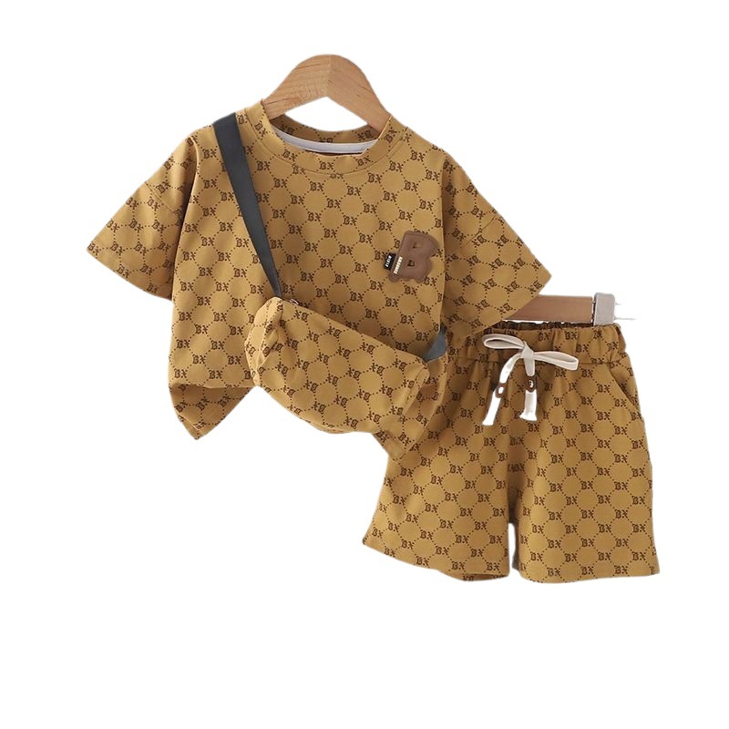 Designer Kids Clothing 2025 New Boys Summer Outfit 2-Piece Set | Korean Style Short Sleeve Clothing Set for Toddlers | Cool Handsome Kids Casual Wear 