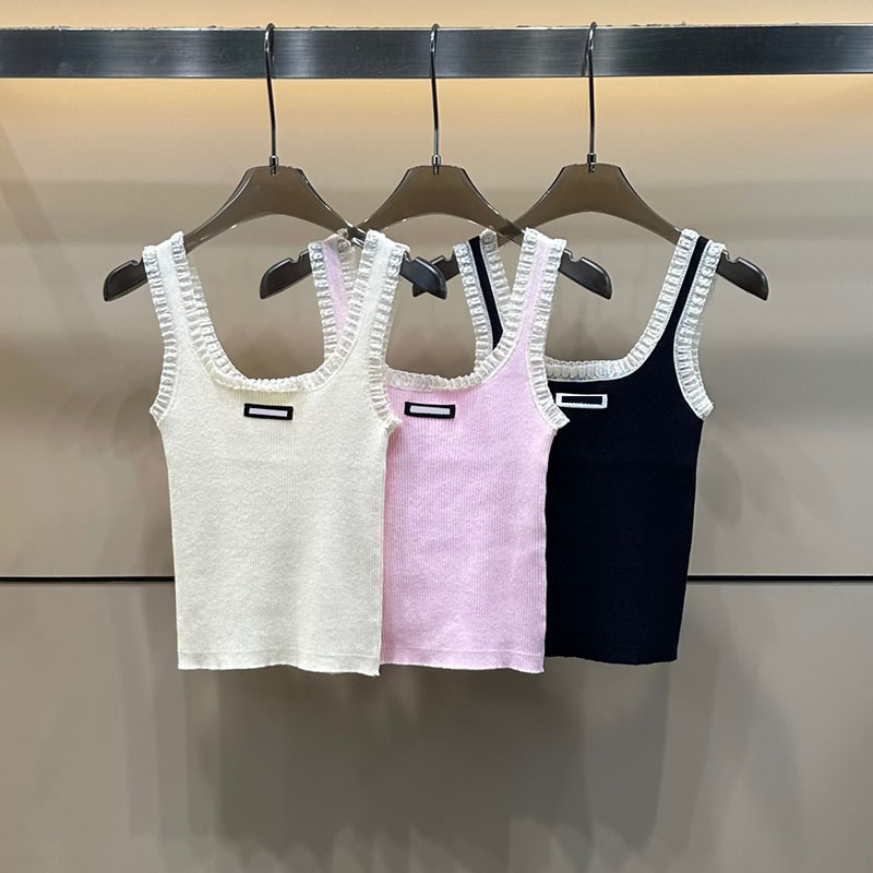 Designer Luxury Women Knitted Slim Tank Top Designer Sleeveless Tanks Summer Vacation Party Singlet S-XL