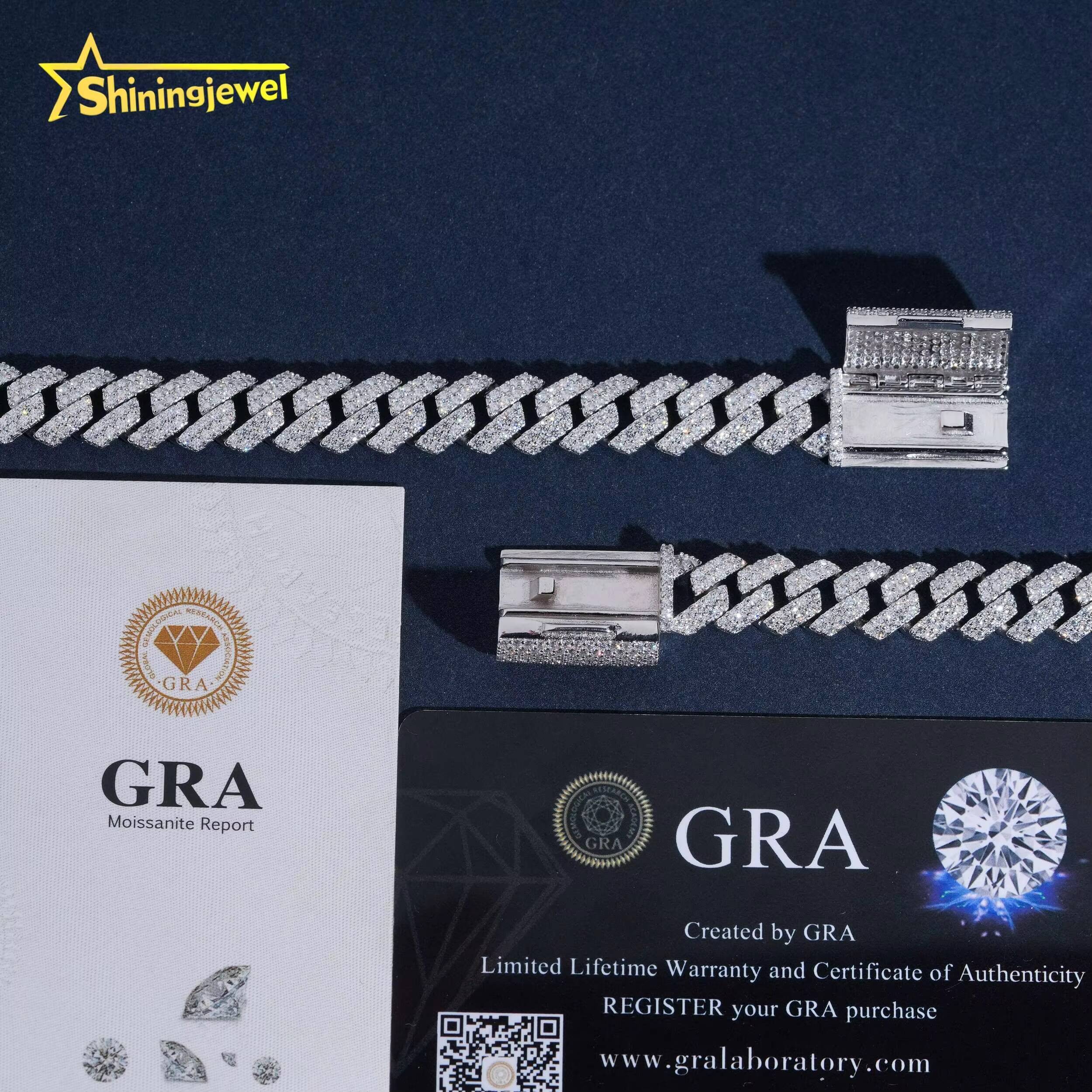 USA Local Stock Iced Out Diamond Fast Ship Custom Bracelet Hip Hop Jewelry 925 Silver VVS Moissanite Shining Cuban Link Bracelet