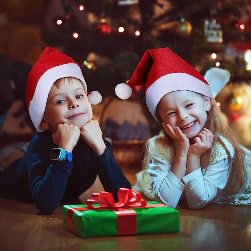 Red green yellow blue Velvet Border Christmas Hat for Adults and Children Snowman Elk Santa Claus Hat Decoration 2025 251021