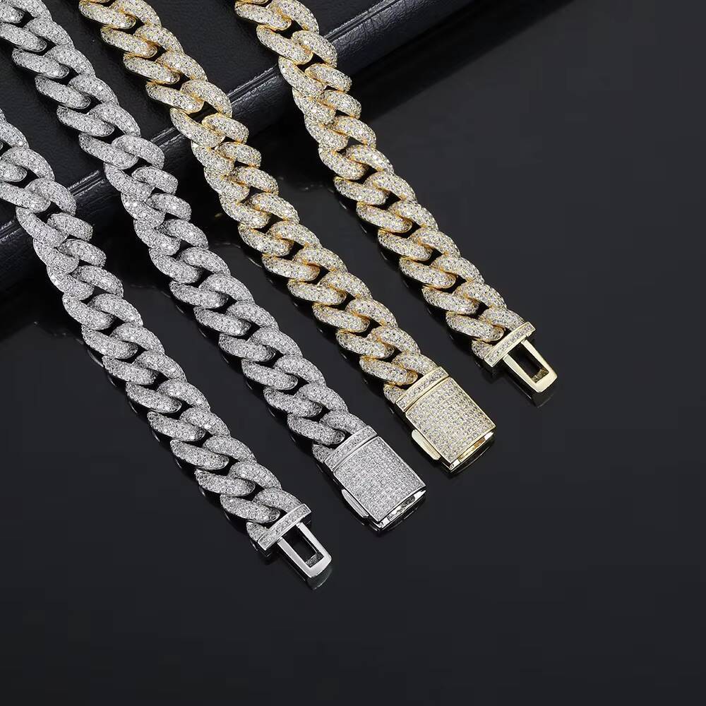 10mm Iced Out CZ Zircon Cubic Zirconia Gold Plated Brass Hip Hop Jewelry Cuban Chain Link Necklace for Men Women