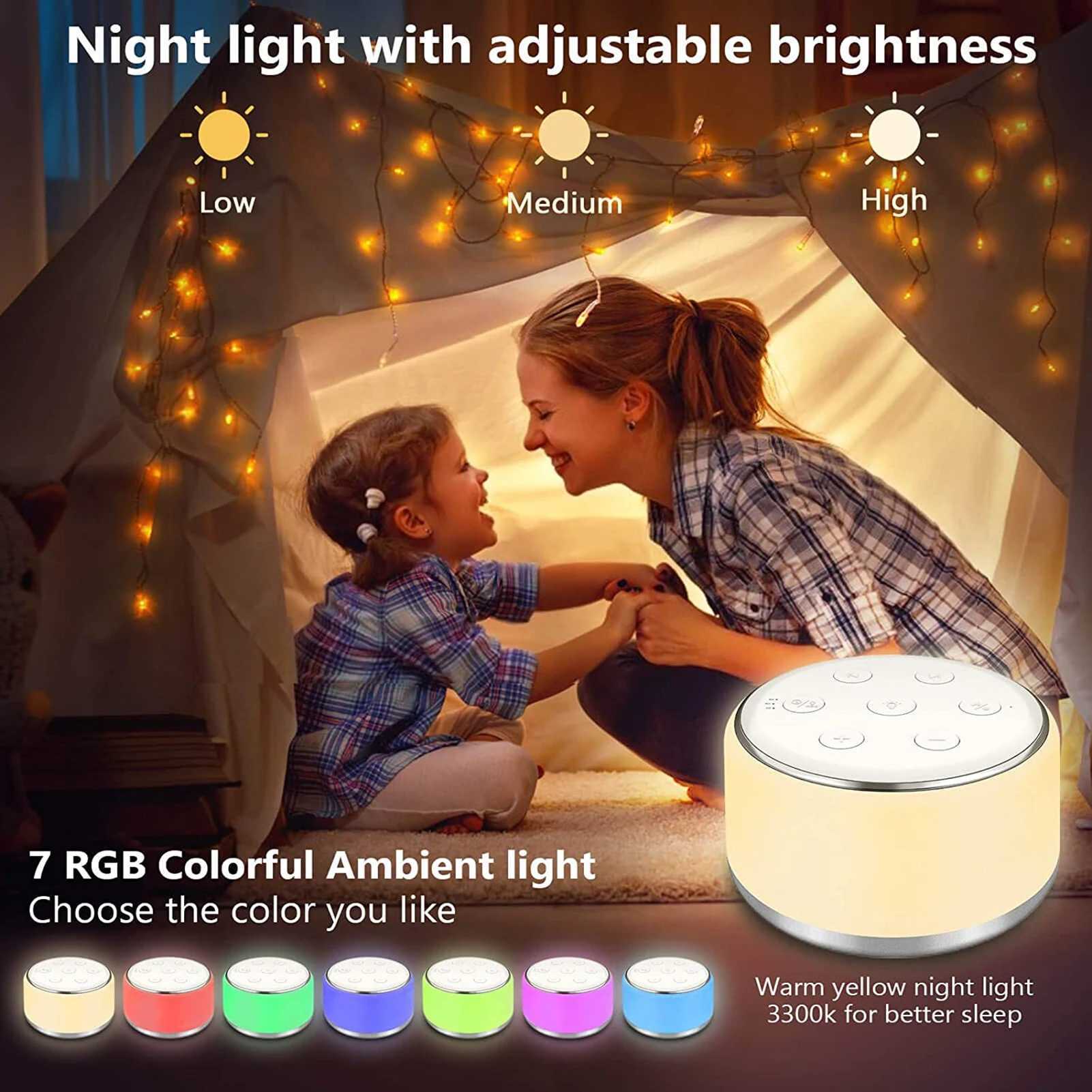 White Noise Machine Desktop Sleep Sound Machine for Baby Sleep Soother 7 Colors Night Lights 34 Soothing Sounds and Timer J251121