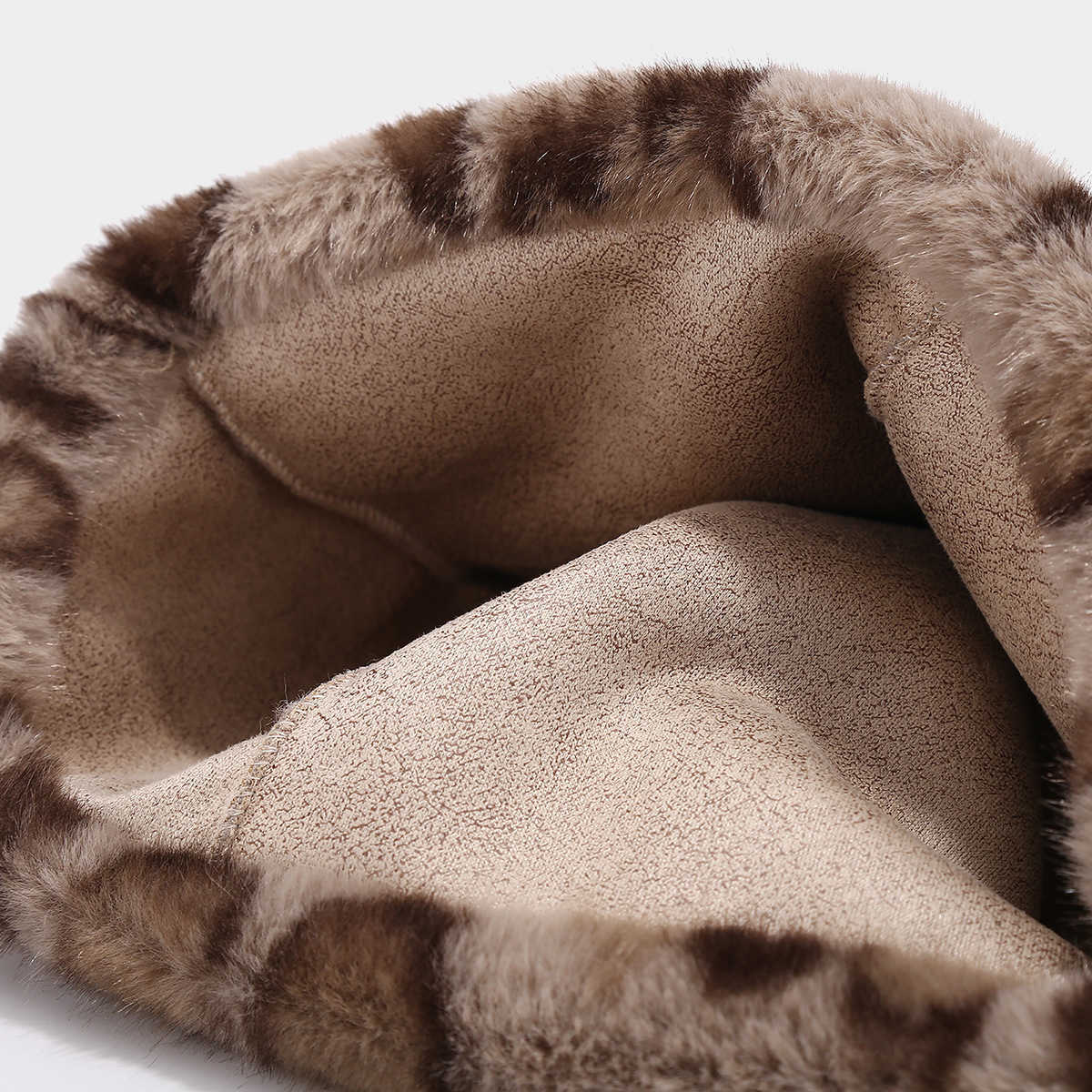 Fox Ear Leopard Print Plush Hat for Women Autumn and Winter Versatile Headwrap Hat Thickened Coldproof Warm Pullover Hat H251020