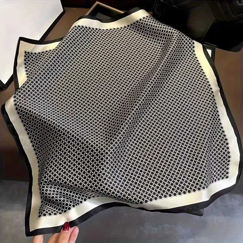 New Egant Soft Satin Square Scarf For Wen Stylish Round Ring Print Versati Bandana Egant Sty Sunscreen scarfW251021