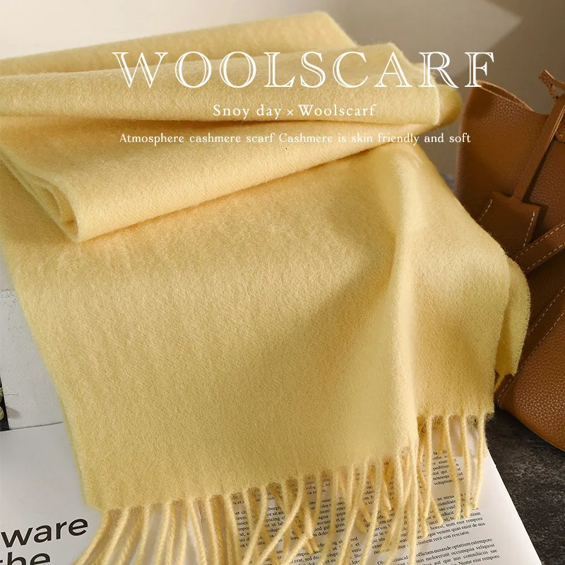 100 Wool Scarf Wholesale Solid Color Scarf for Women Versatile Autumn and Winter Scarf Thicken Warm Shawl Simple Tassel Scarves 251016