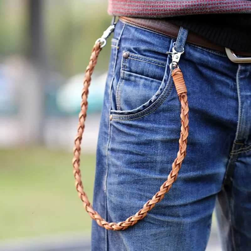 Classic Punk Biker Genuine Leather Keychain Jeans Chain Handmade Wallet Chain Waist Chain Mens Rock Clothing Accessories W251021