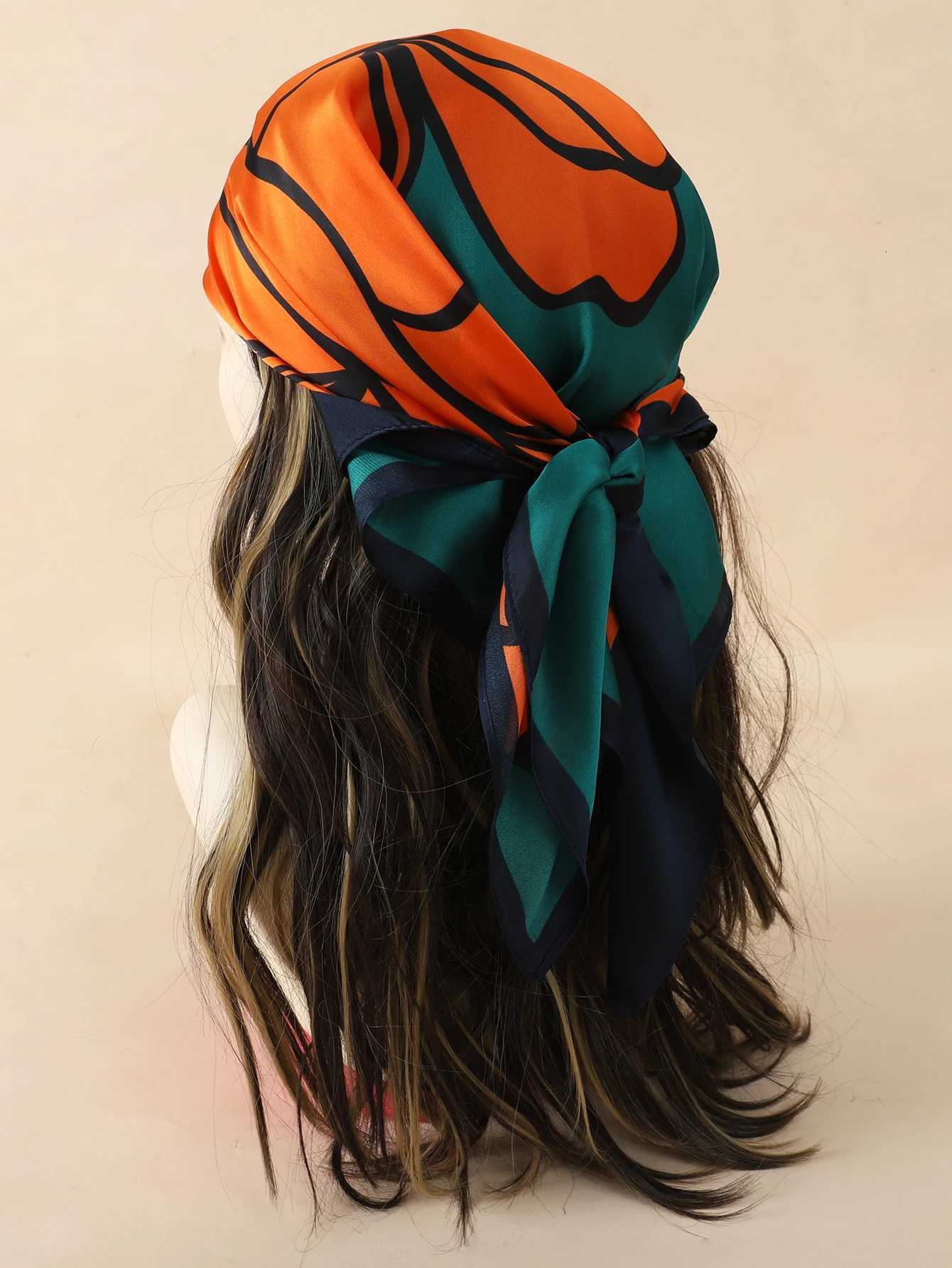 Luxury Brand 2023 Silk Square Scarf Women Cat Neck Hair Tie Band Beach Hijab Kerchief Head Headbands Bandana Female Foulard 70cm W251021