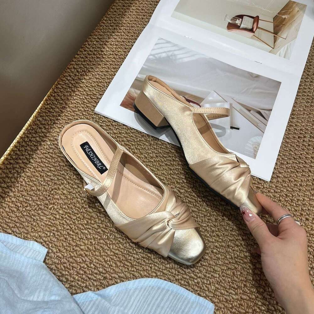 Chunky Heel Single for Women, Spring and Autumn New Design, Designer Shoe Lace Evening Style, Patchwork Grandma Shoes