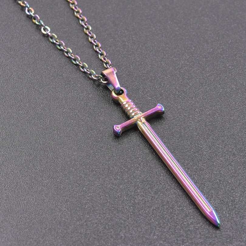 The Sword Pendants Chain Neck Jewelry Stainless Steel Necklace For WomenMen Charm Gothic Collar Steam Punk Accessories ChokersXJ251018