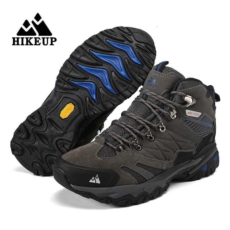 HIKEUP Winter Snow Boots for Men Platform Rubber Ankle Boots Man Designer Hiking Shoes Mens Sneakers Winter Leather Hiking Boot L250909