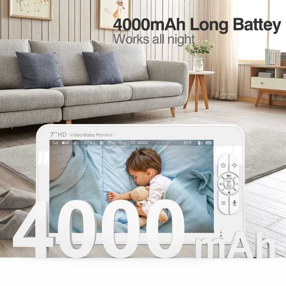 Babystar 7 HD Split Screen Video Baby Monitor No WiFi Baby Camera Monitor Hack Proof Remote ZoomPanTilt 4000mAh Battery J251121