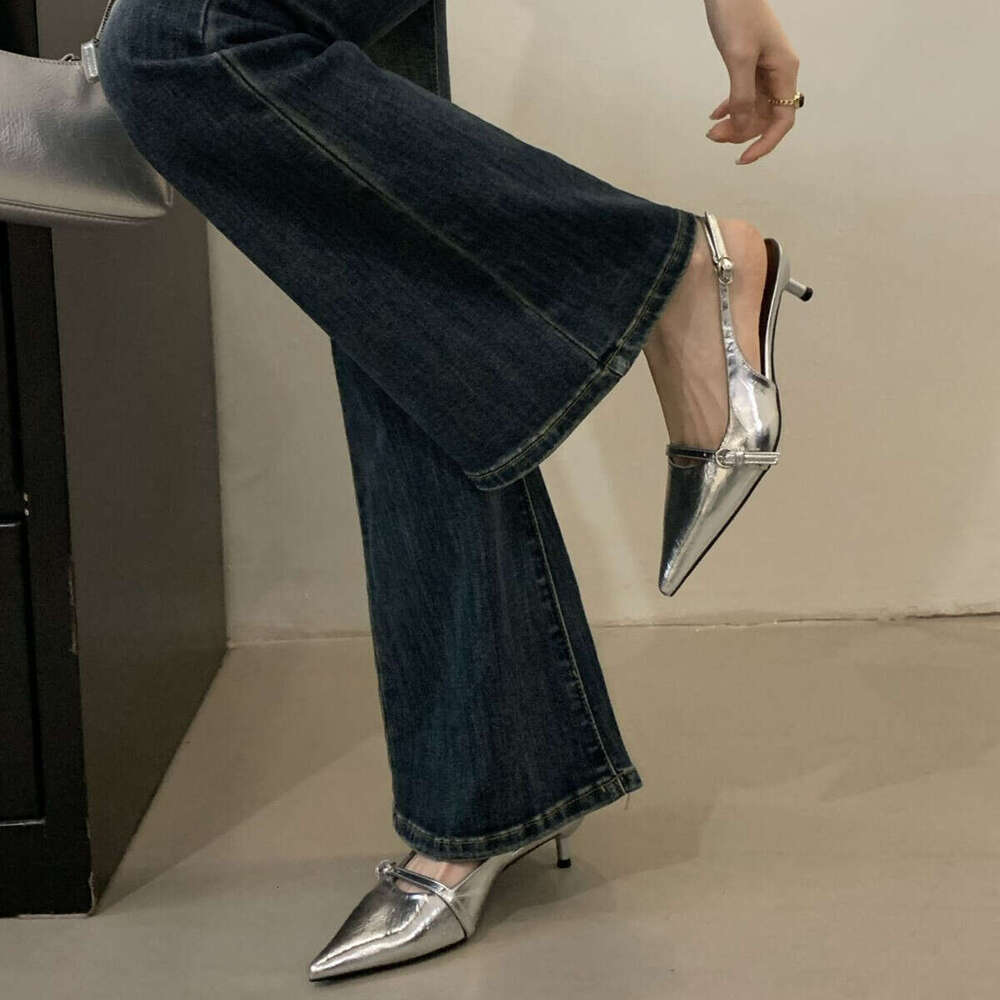 2025 New French Style Elegant Sexy Pointed Toe Shallow Mouth Designer Shoe Stiletto Closed-Toe Sandals for Women