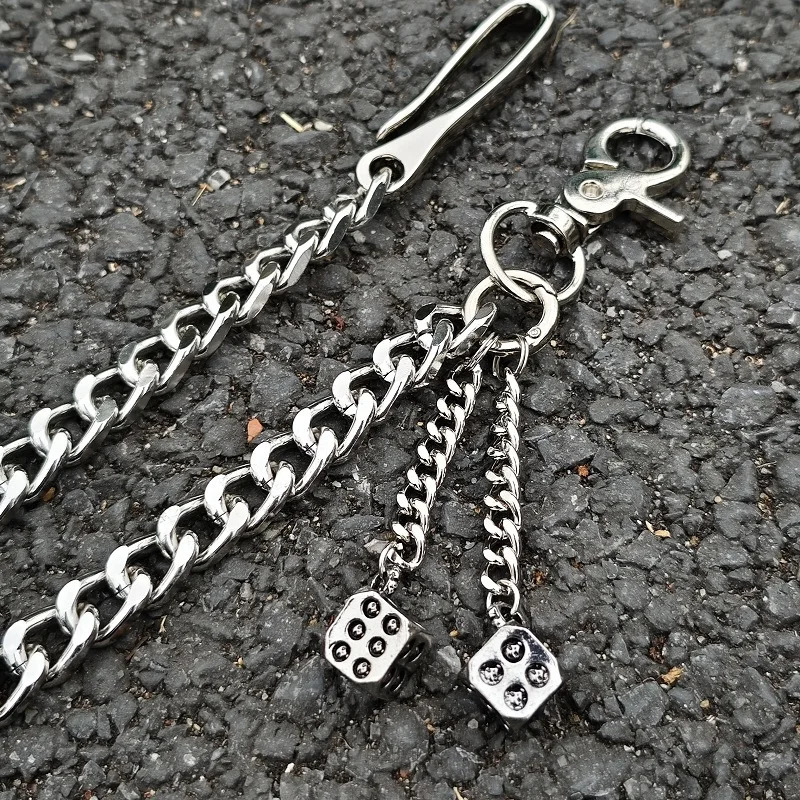 Hip hop men dice Pants chain metal Key Chain single layer chain decoration waist chain 251021